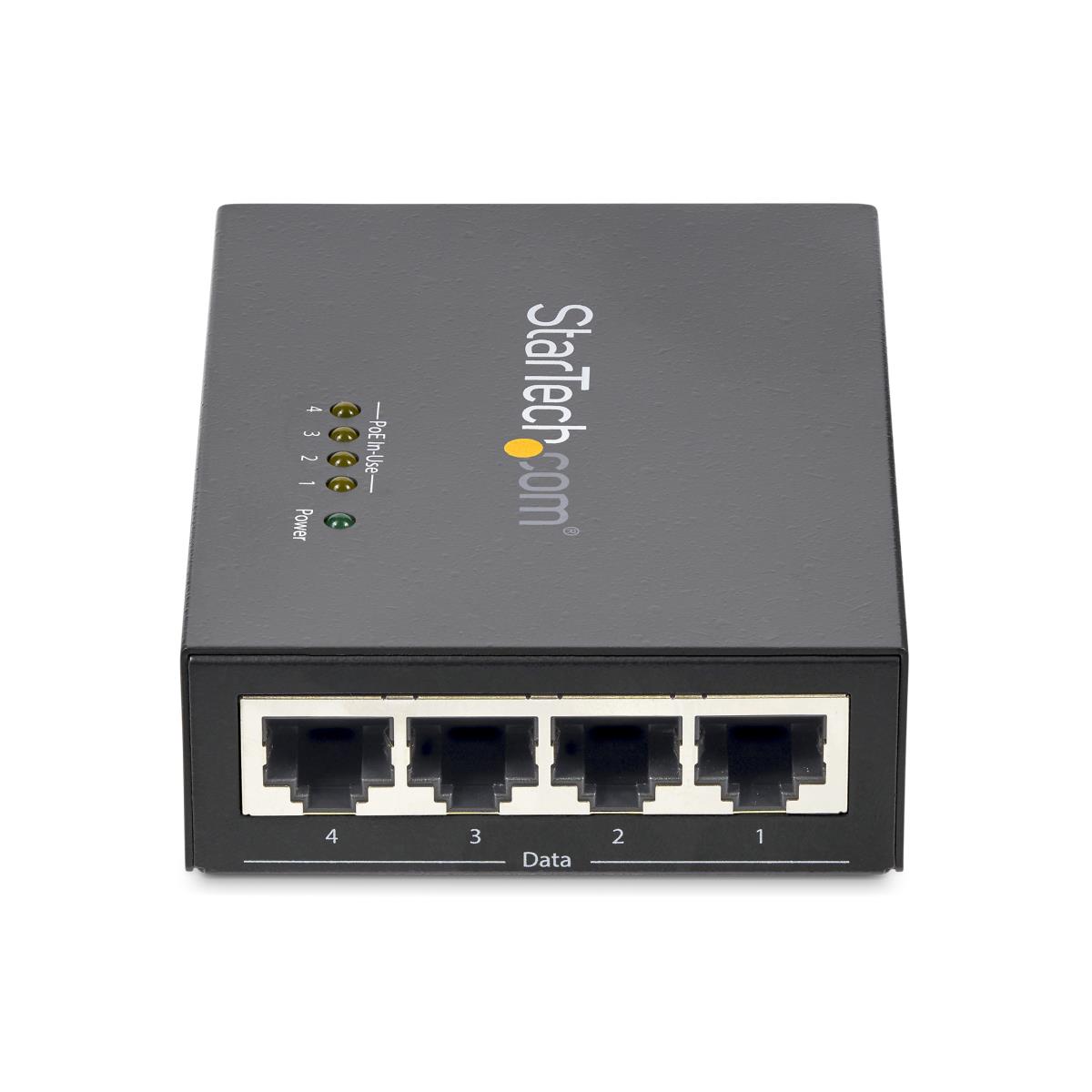 STARTECH.COM Gigabit Midspan 4-port - Poe+ Injector - 802.3at/af
