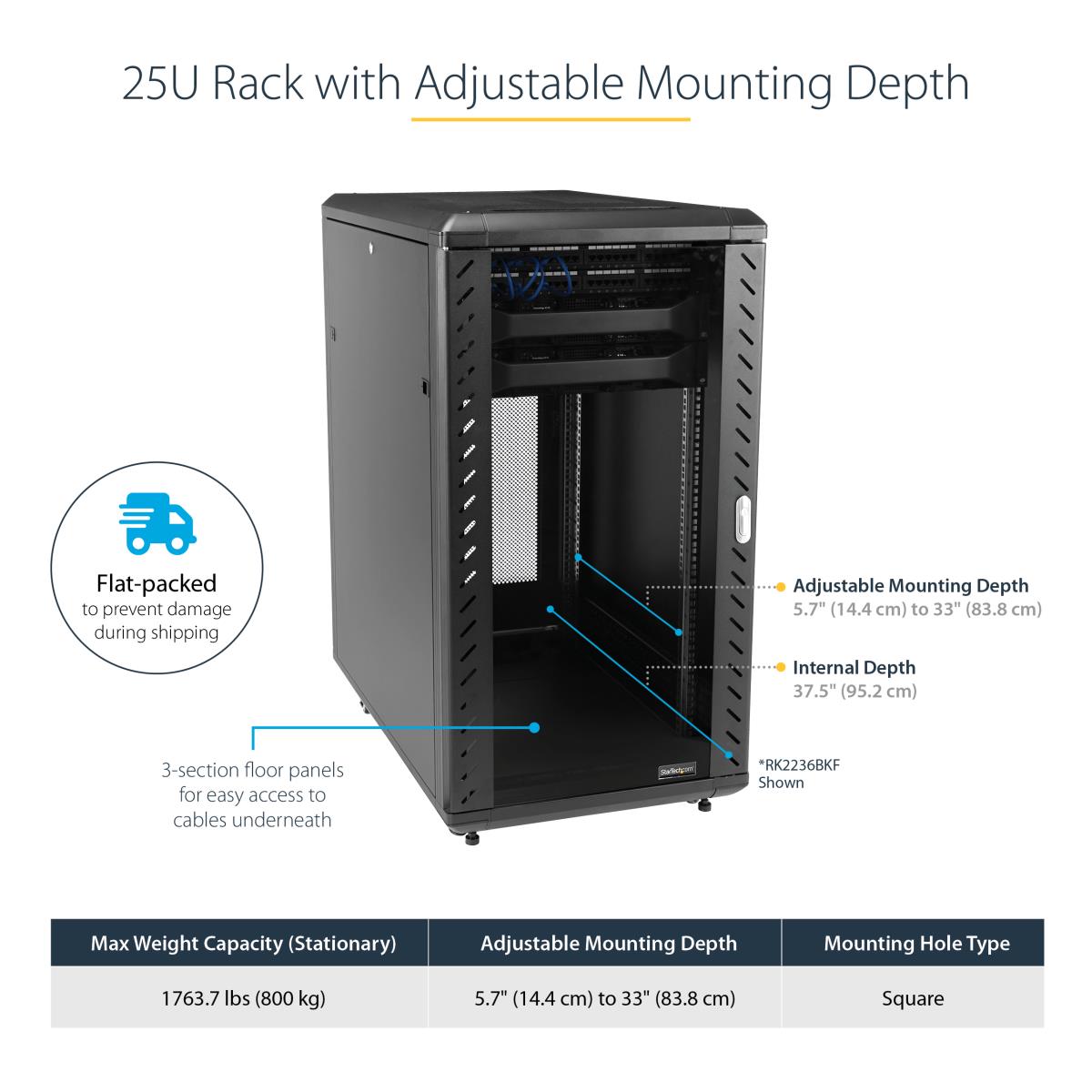 STARTECH.COM Knock-down Server Rack Cabinet With Casters 25u 36in
