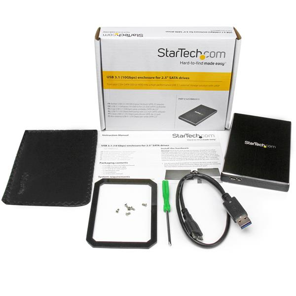 STARTECH.COM HDD Enclosure USB 3.1 Gen 2 (10 Gbps) For 2.5in SATA Drives
