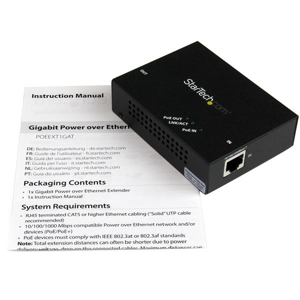 STARTECH.COM Gigabit Poe+ Extender - 802.3at/af - 100m