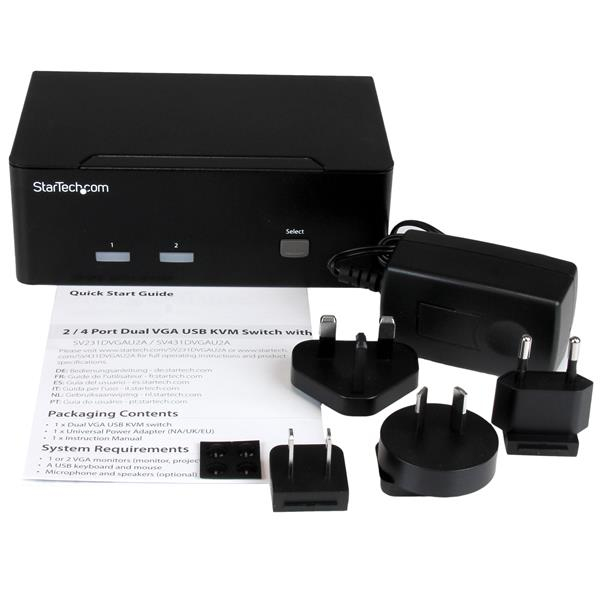 STARTECH.COM KVM Switch Dual Vga With Audio USB Hub 2port USB 2.0