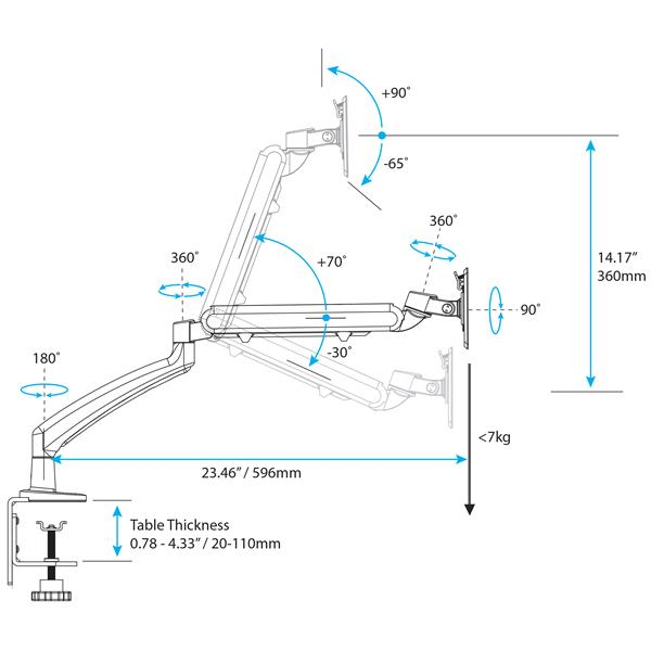 STARTECH.COM Slim Articulating Monitor Arm With Cable Management, Grommet Or Desk Mount