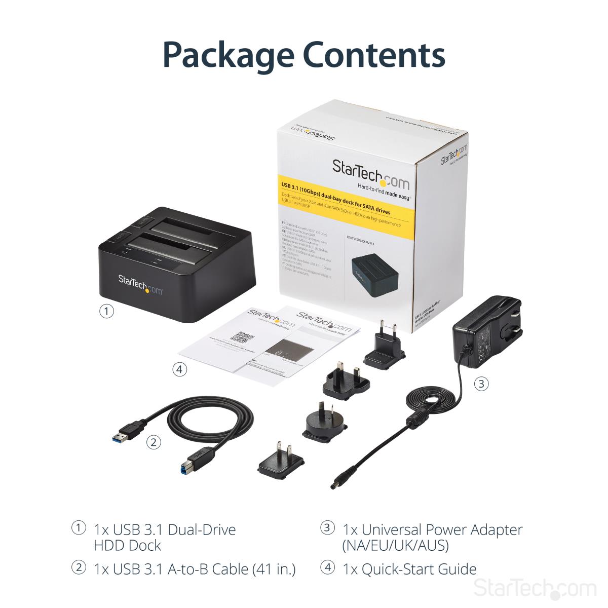 STARTECH.COM Docking Station - USB 3.1 (10gbps) Dual-bay For 2.5in/3.5in SATA SSD/HDDs