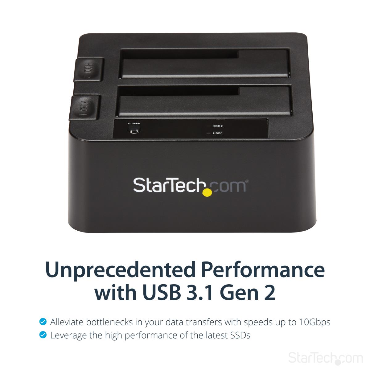 STARTECH.COM Docking Station - USB 3.1 (10gbps) Dual-bay For 2.5in/3.5in SATA SSD/HDDs