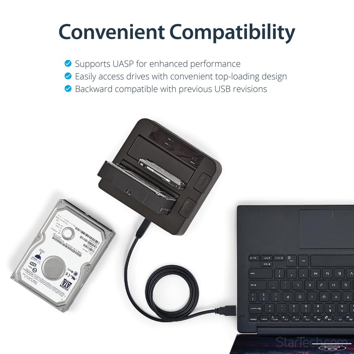 STARTECH.COM Docking Station - USB 3.1 (10gbps) Dual-bay For 2.5in/3.5in SATA SSD/HDDs