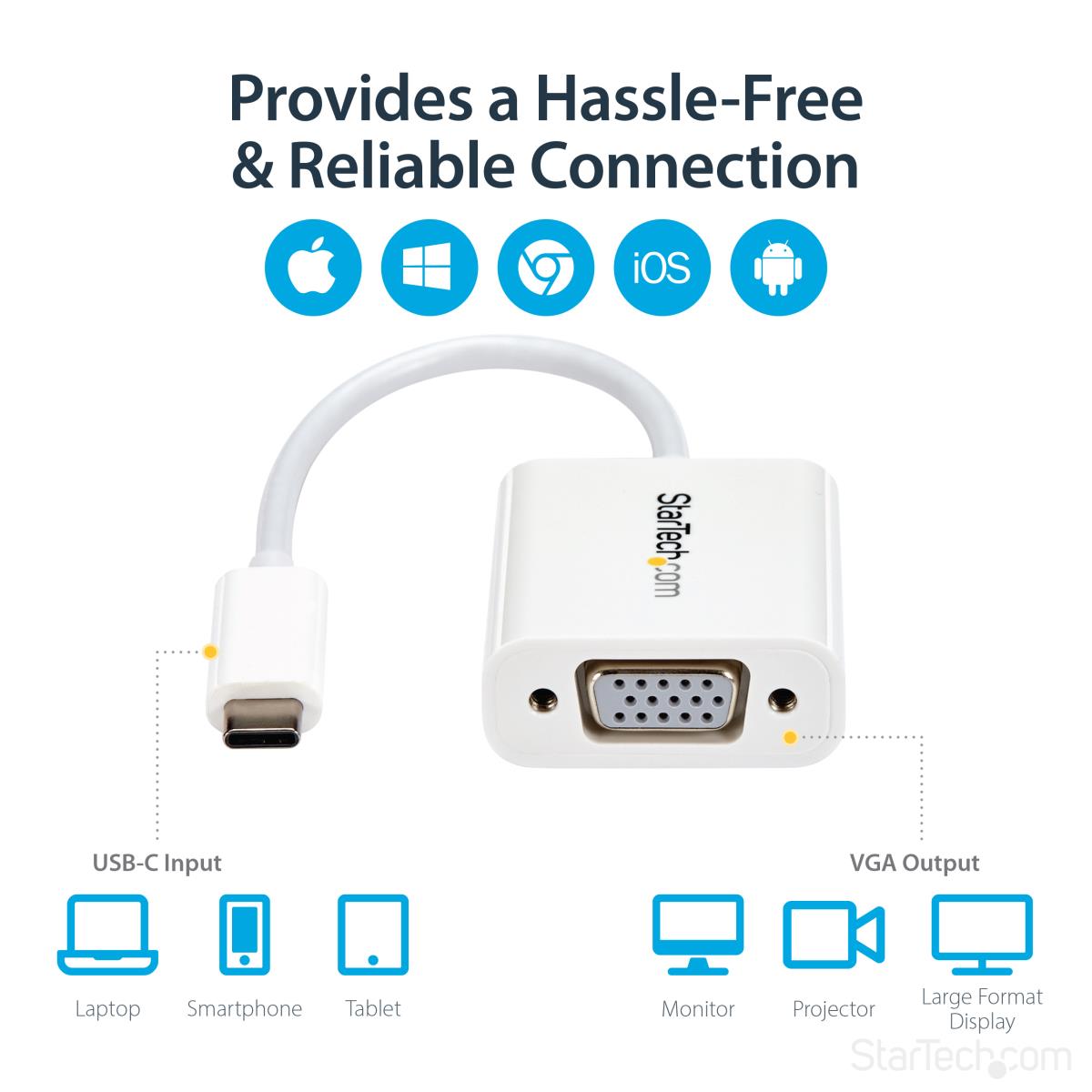 STARTECH.COM USB-c To Vga Adapter - White