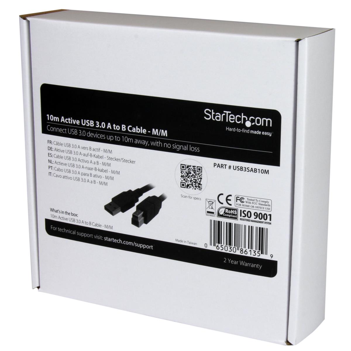 STARTECH.COM Active USB 3.0 A To B Cable USB 3.1 Gen 1 5 Gbps 10m