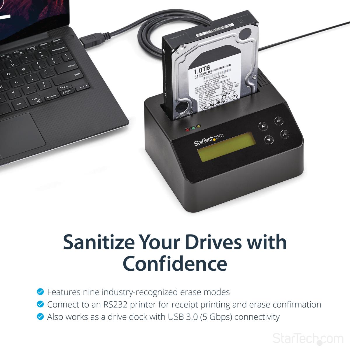 STARTECH.COM Dock  - Drive Eraser And For 2.5 / 3.5in SATA SSD / HDD - USB 3.0