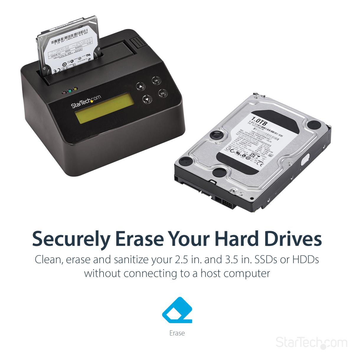 STARTECH.COM Dock  - Drive Eraser And For 2.5 / 3.5in SATA SSD / HDD - USB 3.0