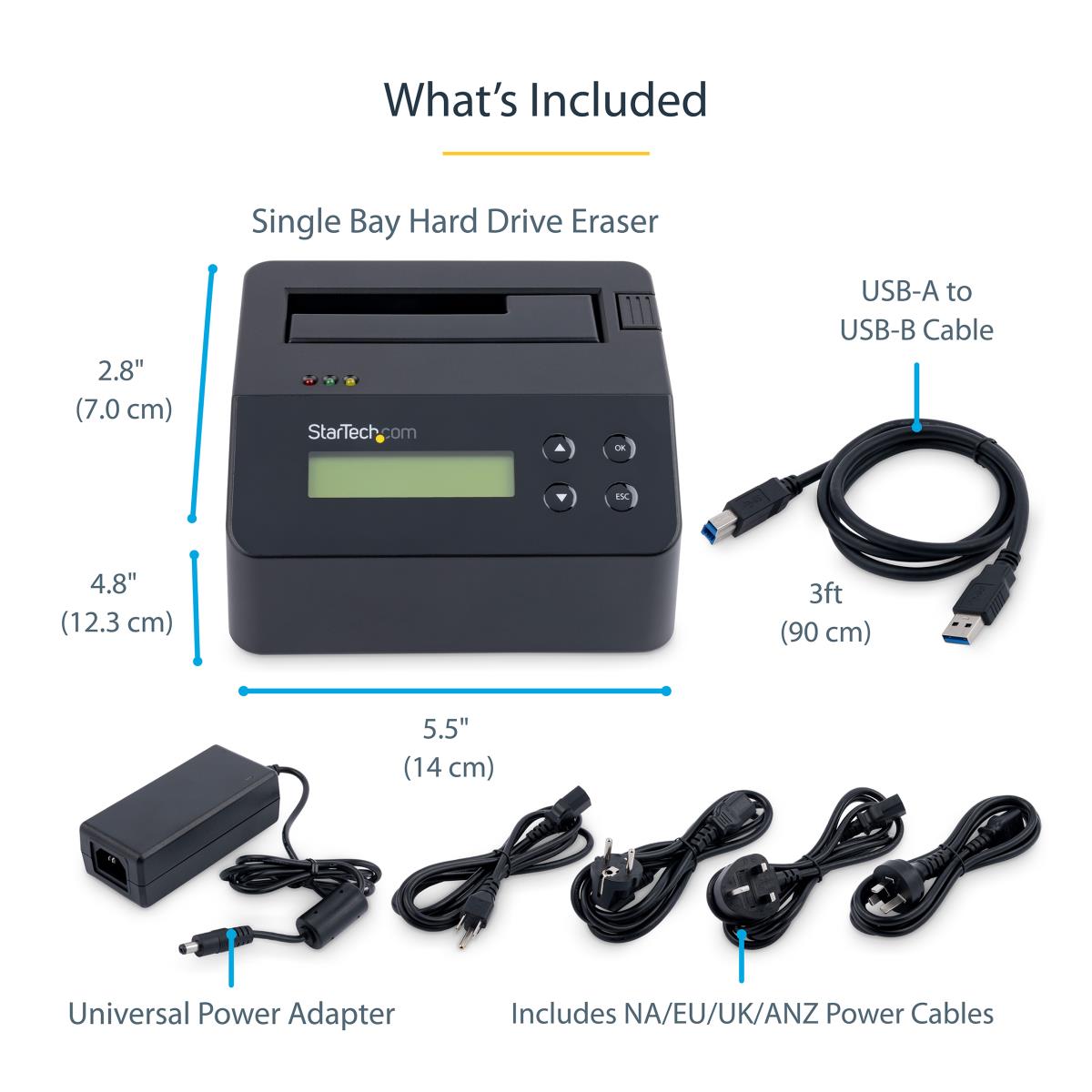 STARTECH.COM Dock  - Drive Eraser And For 2.5 / 3.5in SATA SSD / HDD - USB 3.0