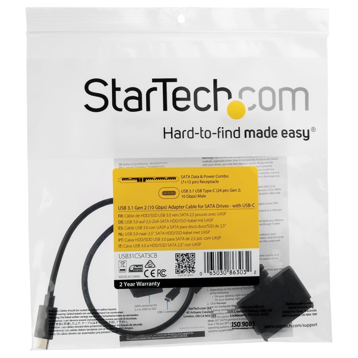 STARTECH.COM USB 3.1 Gen 2 (10 Gbps) Adapter Cable For 2.5