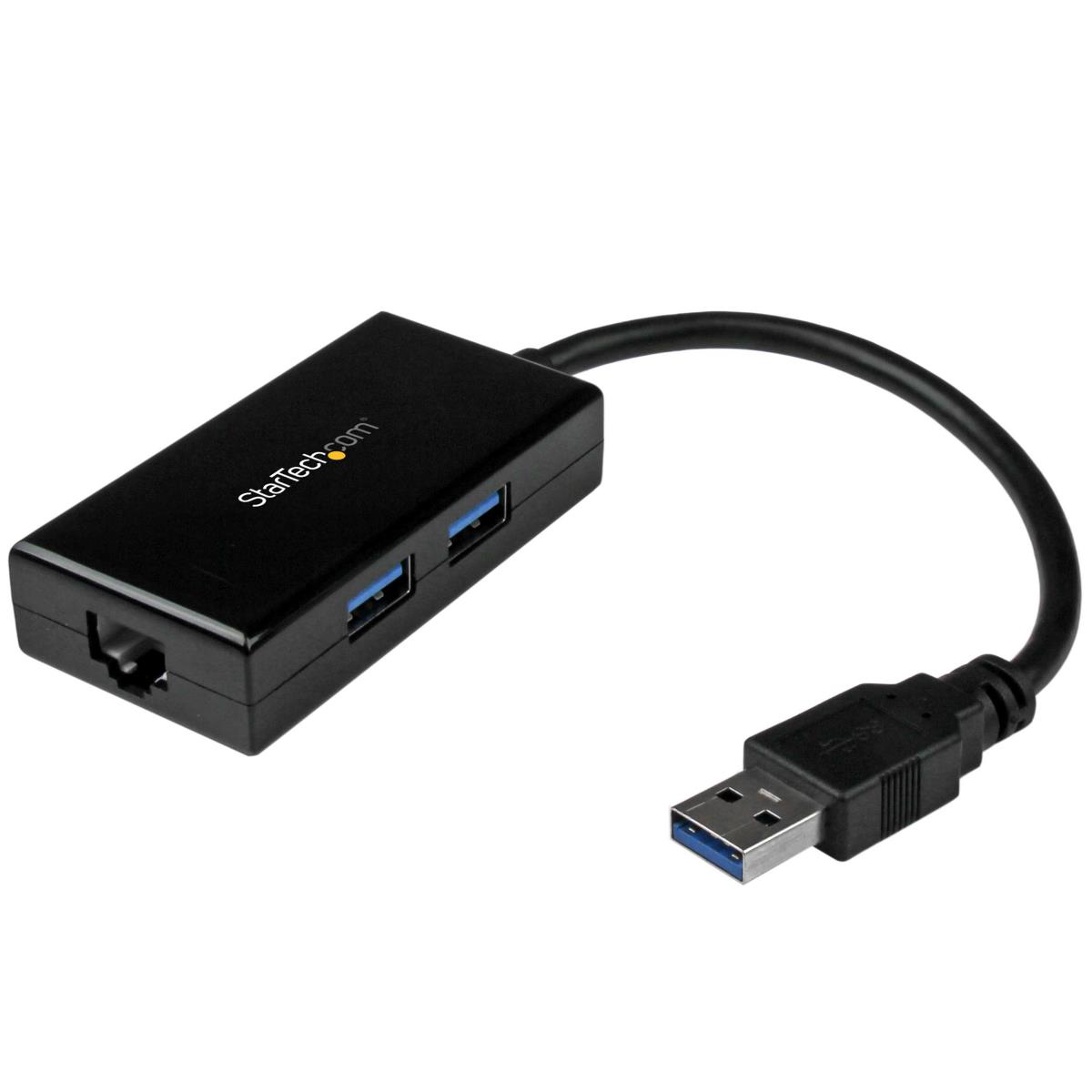 STARTECH.COM Network Adapter USB 3.0 To Gigabit With Built-in 2-port USB Hub