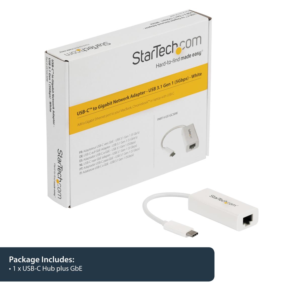 STARTECH.COM USB-c To Gigabit Network Adapter - White