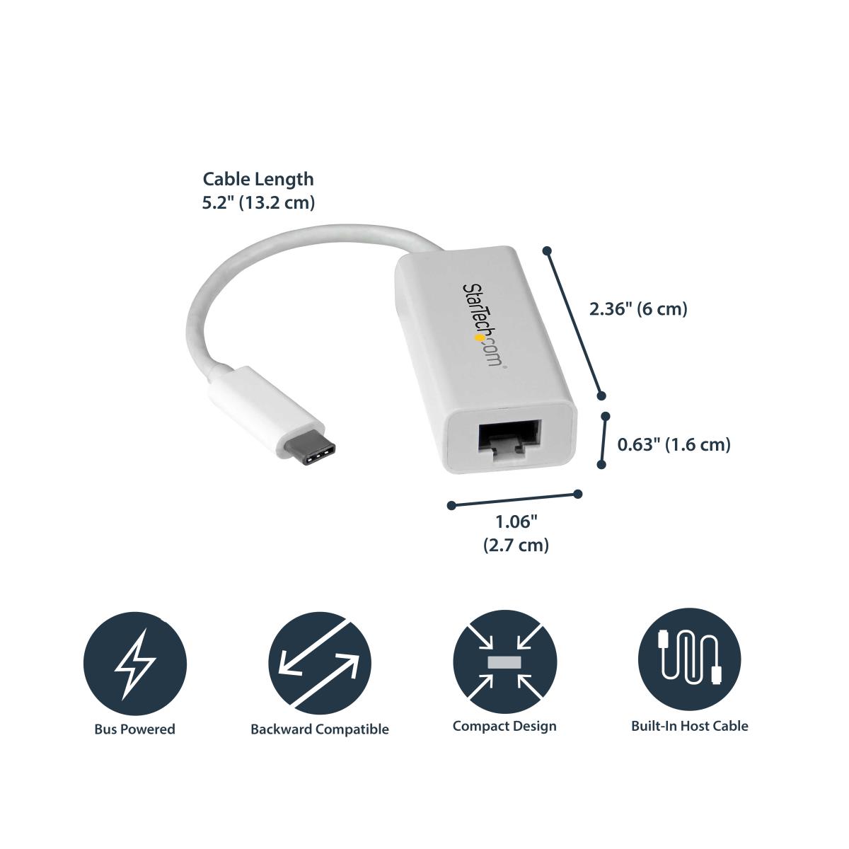 STARTECH.COM USB-c To Gigabit Network Adapter - White