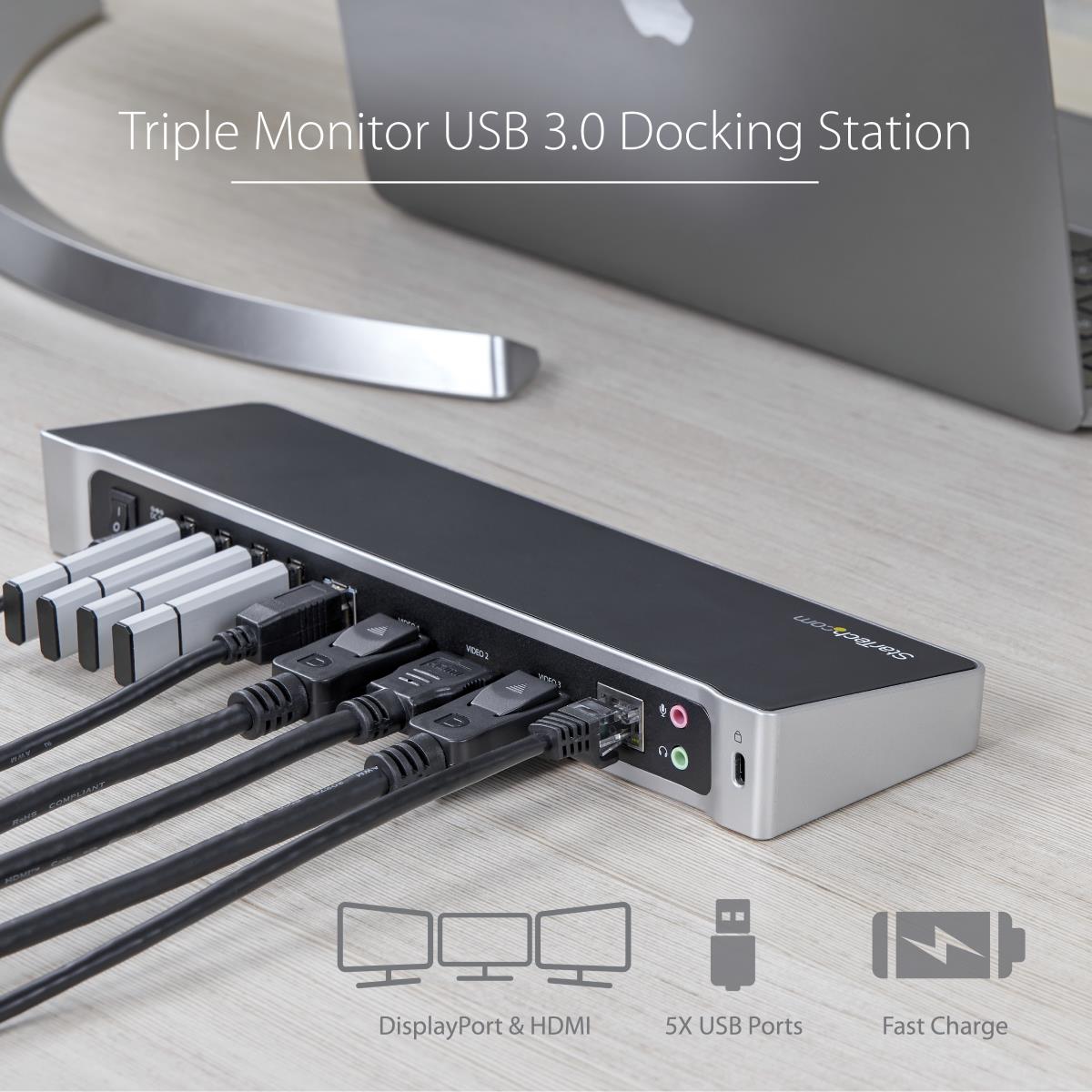 STARTECH.COM Docking Station - Universal Triple Video USB 3.0 Laptop With 4k