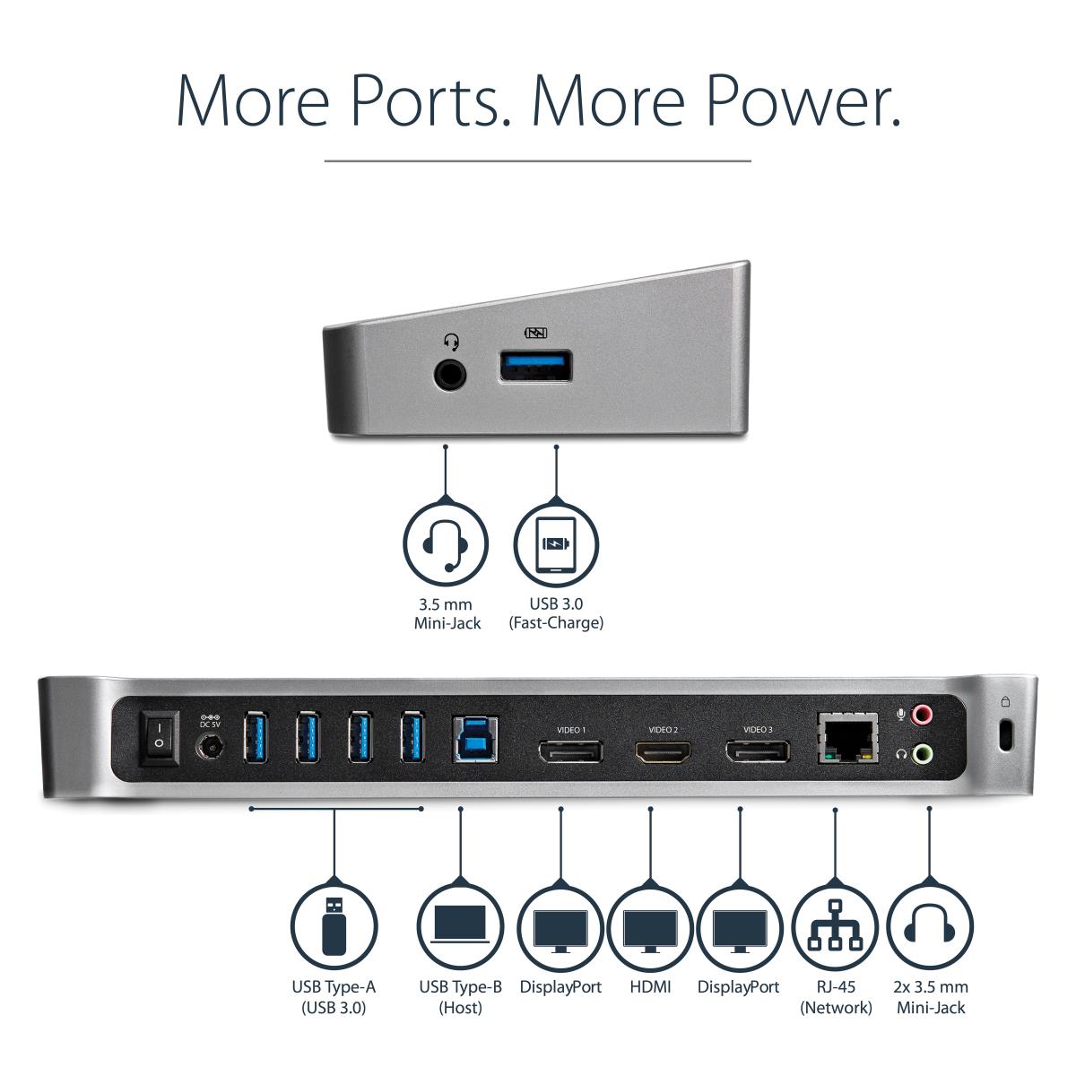STARTECH.COM Docking Station - Universal Triple Video USB 3.0 Laptop With 4k