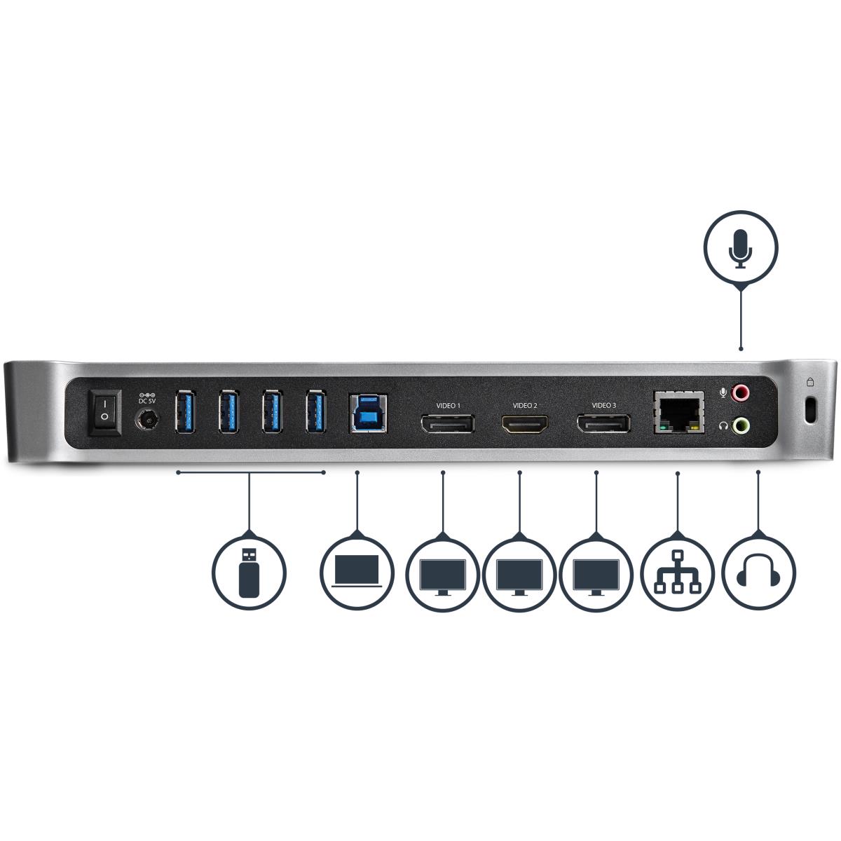 STARTECH.COM Docking Station - Universal Triple Video USB 3.0 Laptop With 4k