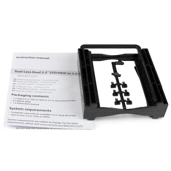 STARTECH.COM Tool-free Mounting Bracket For Two 2.5in SSD/HDDs 3.5in Db