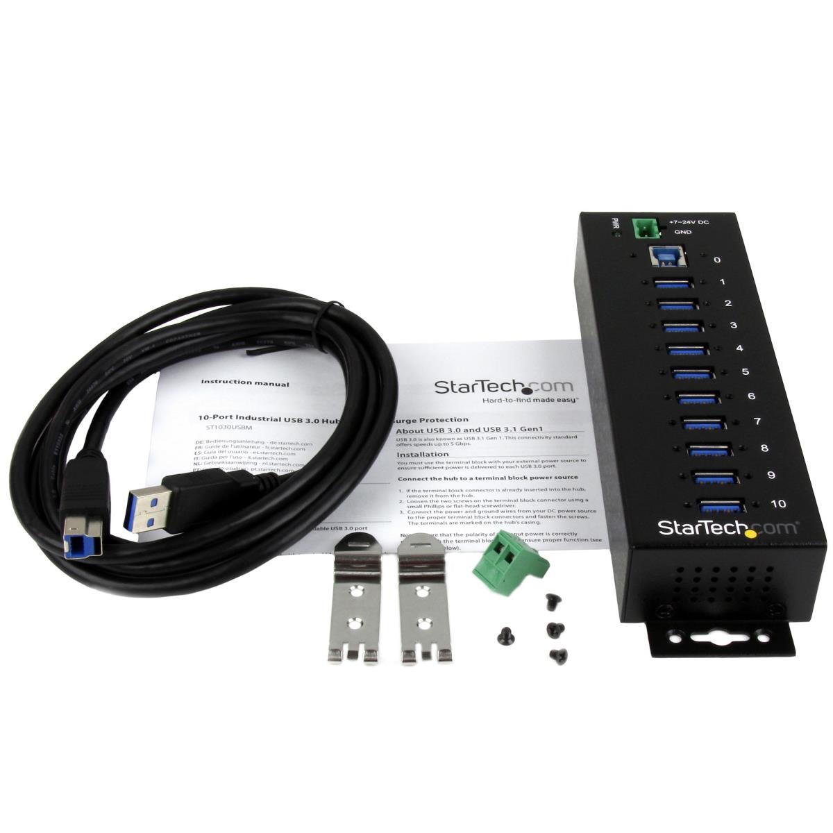 STARTECH.COM Rugged Metal 10port USB 3.0 Hub Din Rail And Wall-mountable