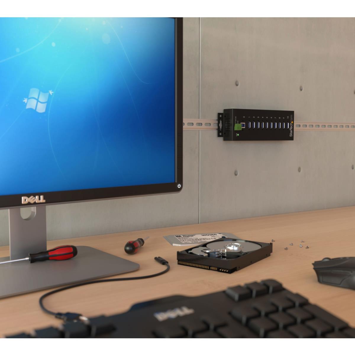 STARTECH.COM Rugged Metal 10port USB 3.0 Hub Din Rail And Wall-mountable