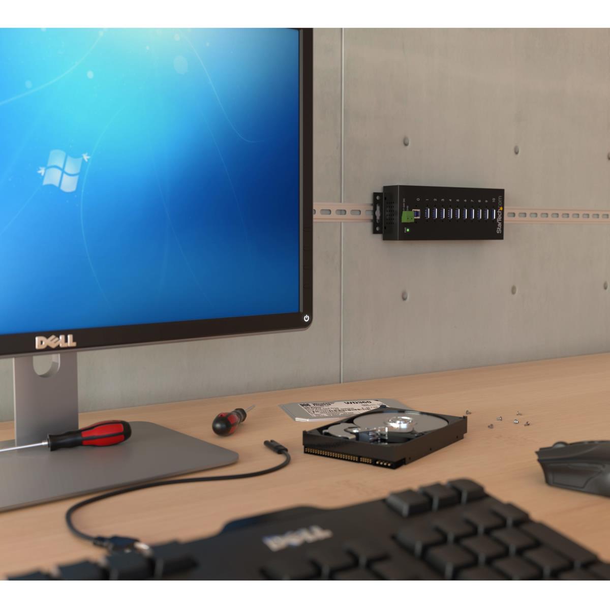STARTECH.COM Rugged Metal 10port USB 3.0 Hub Din Rail And Wall-mountable