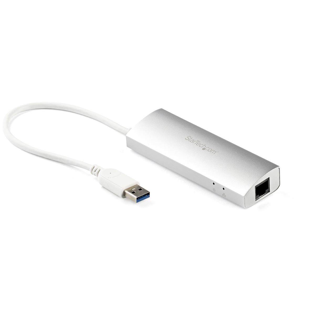 STARTECH.COM USB Hub 3port With Gigabit Network Adapter Silver