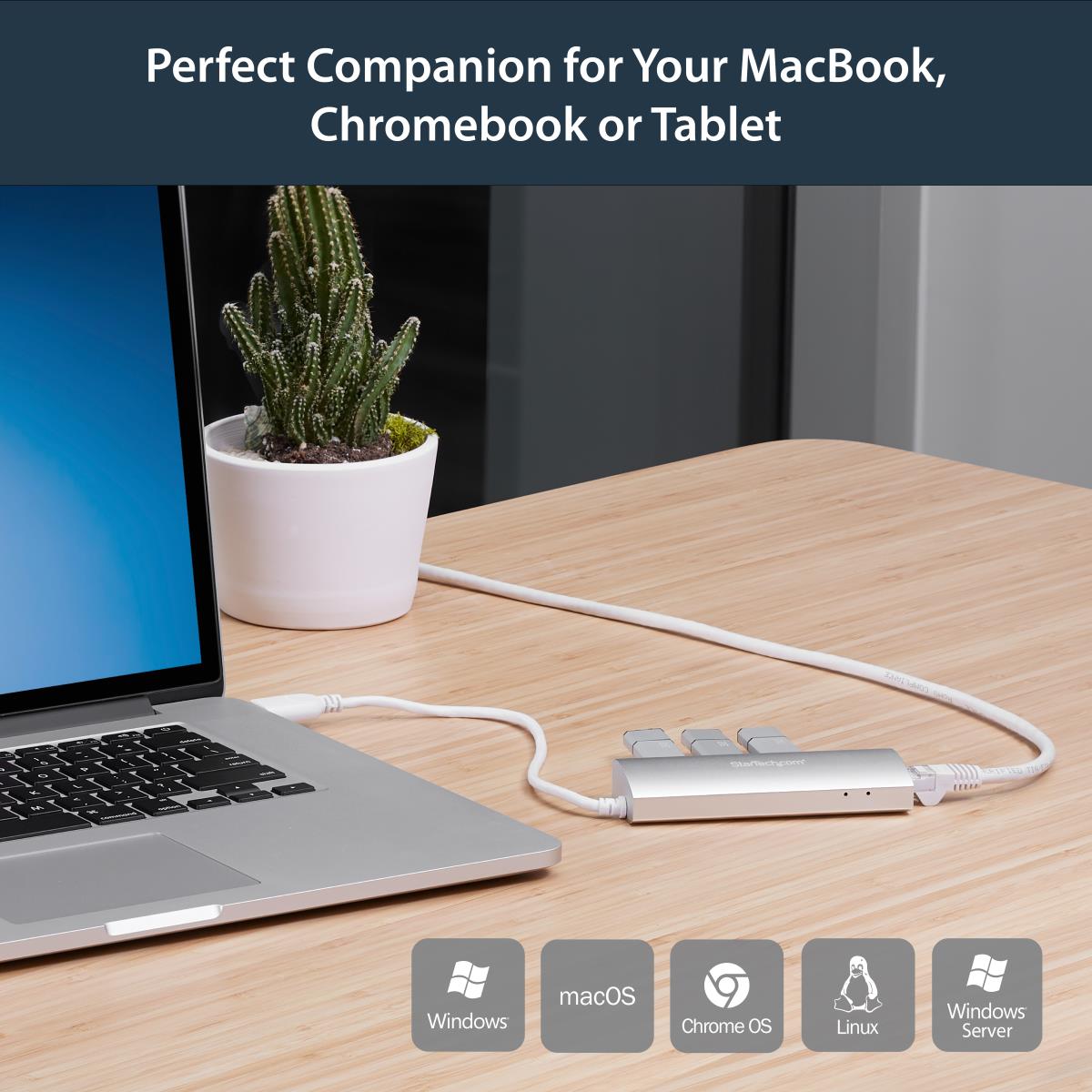 STARTECH.COM USB Hub 3port With Gigabit Network Adapter Silver