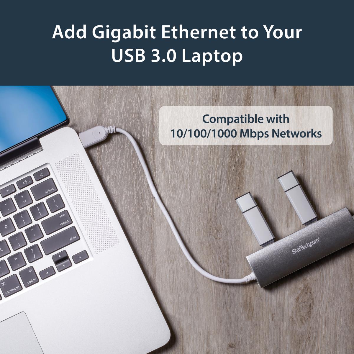 STARTECH.COM USB Hub 3port With Gigabit Network Adapter Silver