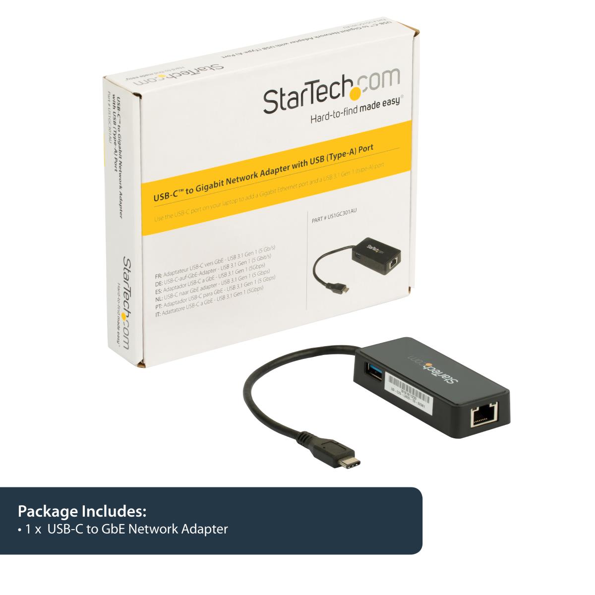 STARTECH.COM USB-C To Gigabit Network Adapter With Extra USB 3.0 Port