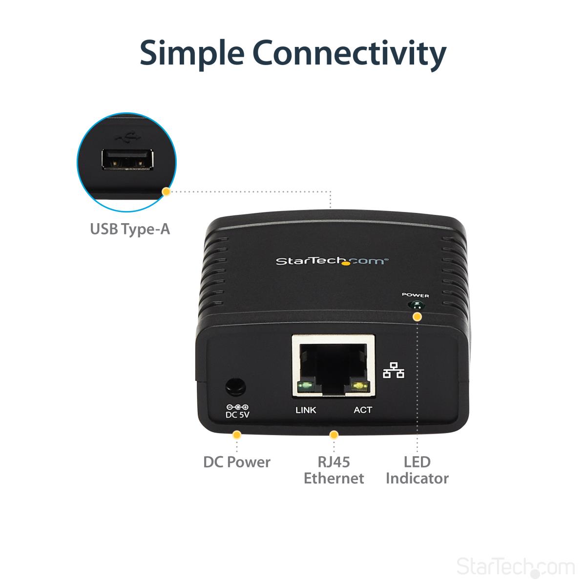 STARTECH.COM Network Low Profiler Print Server 10/100mbps Ethernet To USB 2.0
