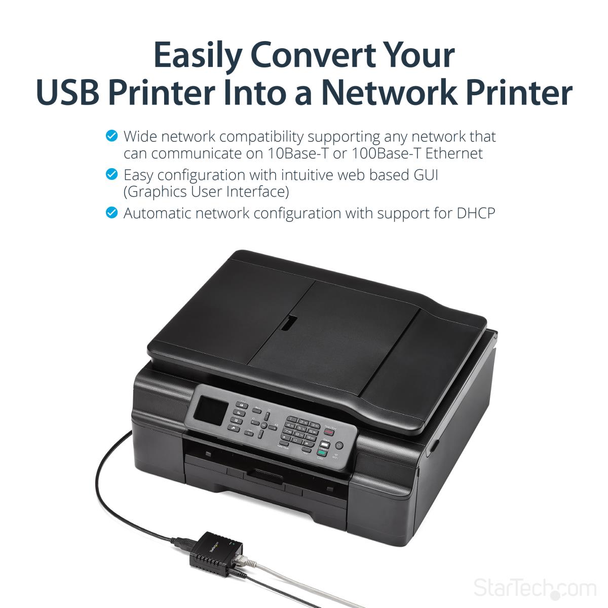STARTECH.COM Network Low Profiler Print Server 10/100mbps Ethernet To USB 2.0