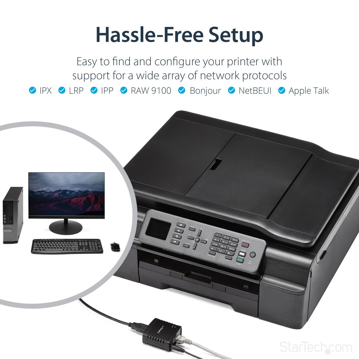 STARTECH.COM Network Low Profiler Print Server 10/100mbps Ethernet To USB 2.0