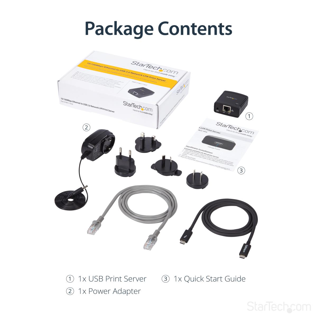 STARTECH.COM Network Low Profiler Print Server 10/100mbps Ethernet To USB 2.0