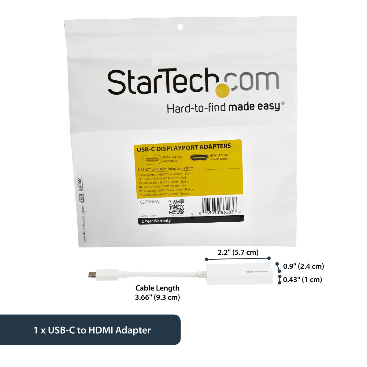 STARTECH.COM USB-c To Hdmi Adapter - White