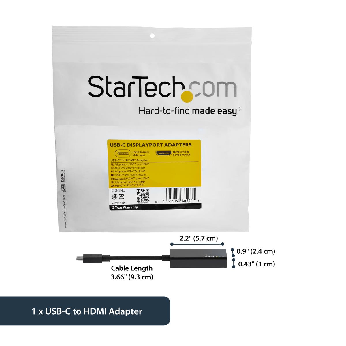 STARTECH.COM USB-c To Hdmi Adapter - Black