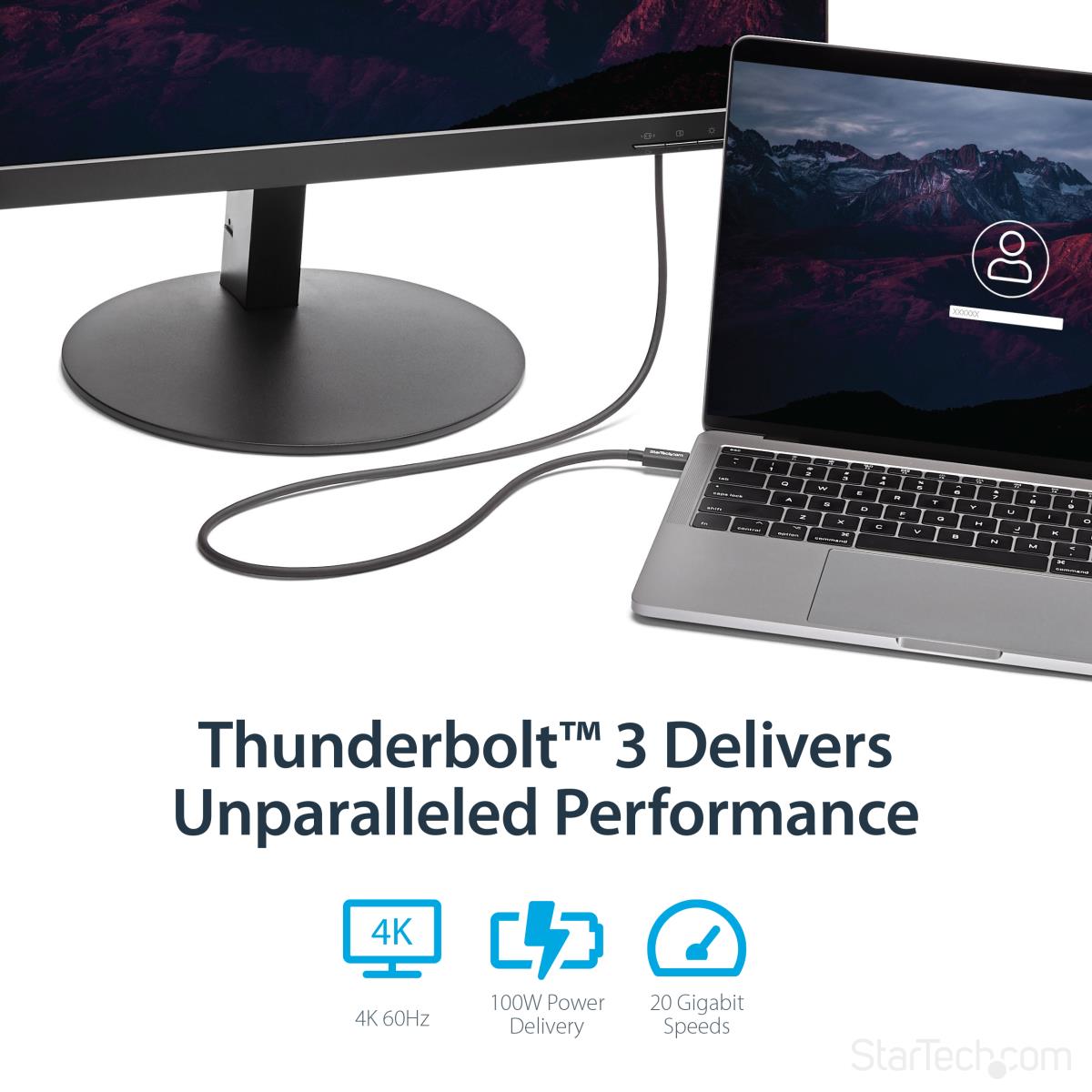 STARTECH.COM Thunderbolt 3 USB-c Cable (20gbps) 1m - Thunderbolt USB And DisplayPort Compatible