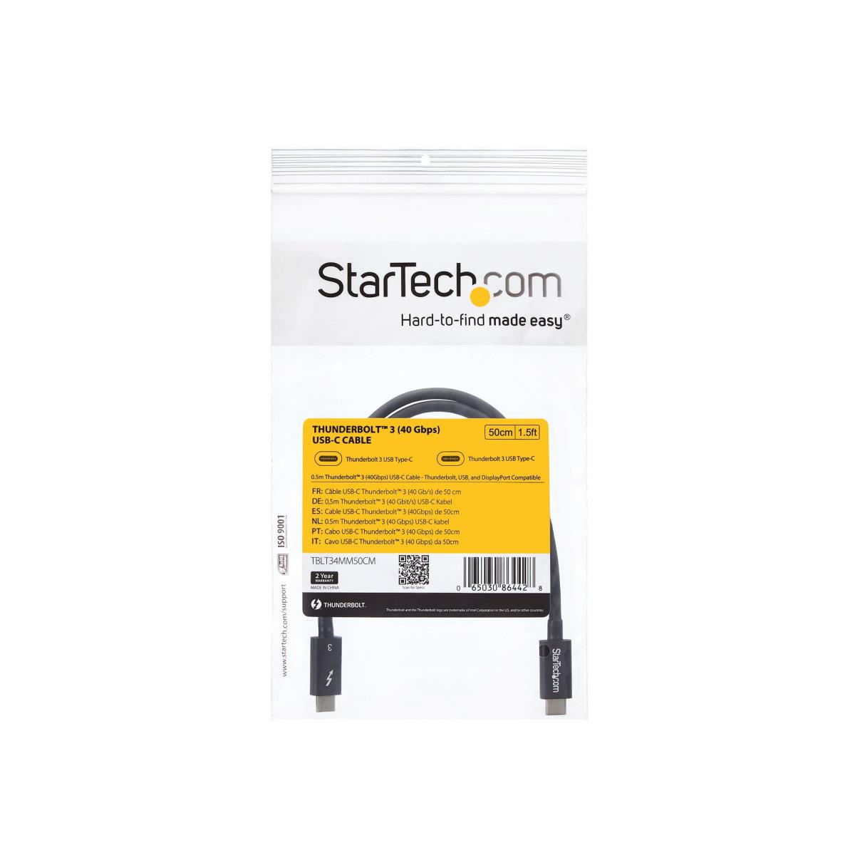 STARTECH.COM Thunderbolt 3 USB-c Cable 50cm 40gbps