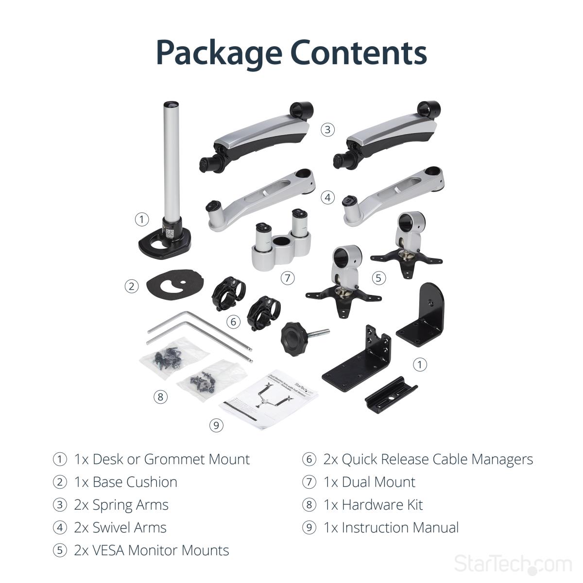 STARTECH.COM Dual Monitor Mount Full Motion Articulating Arms - Stackable