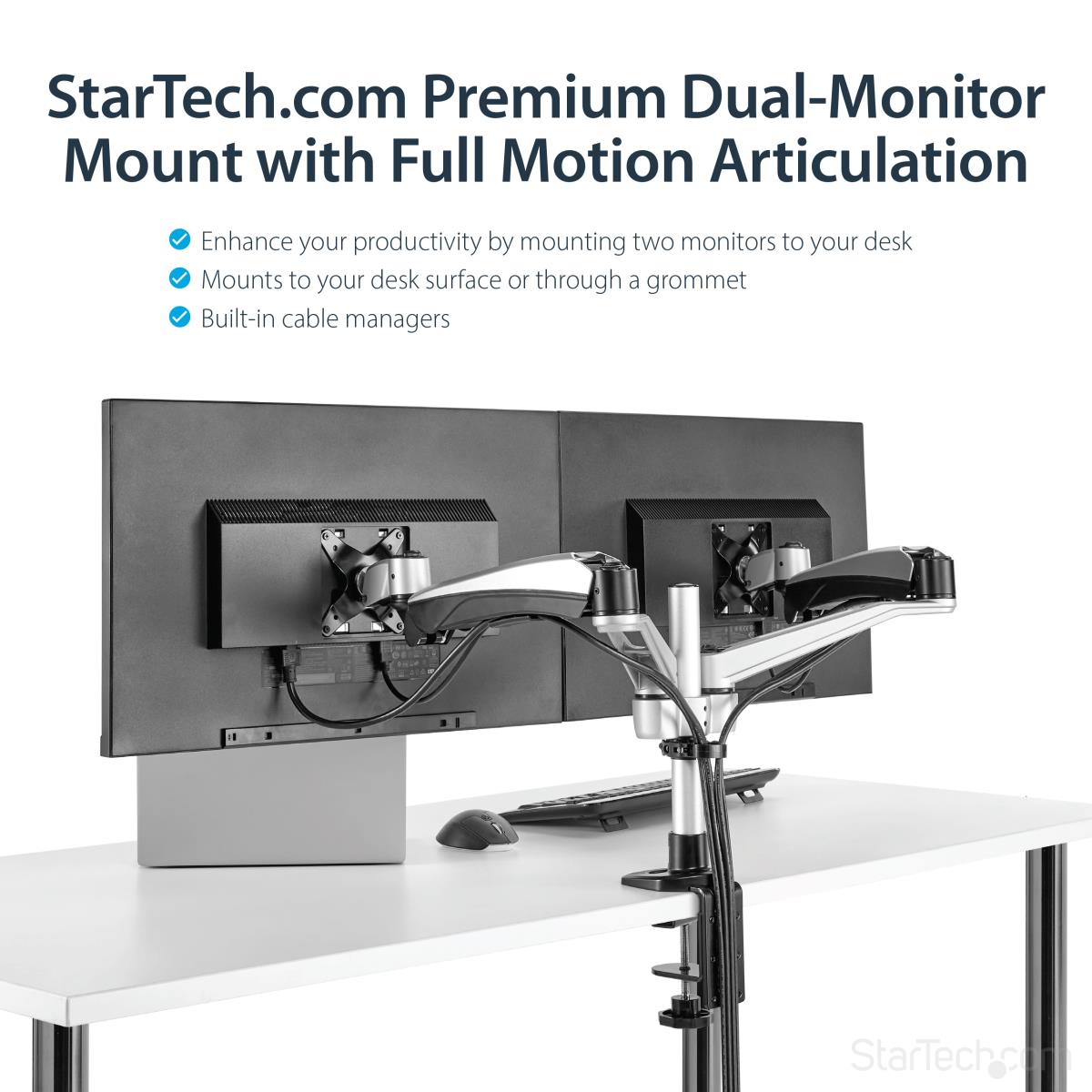STARTECH.COM Dual Monitor Mount Full Motion Articulating Arms - Stackable