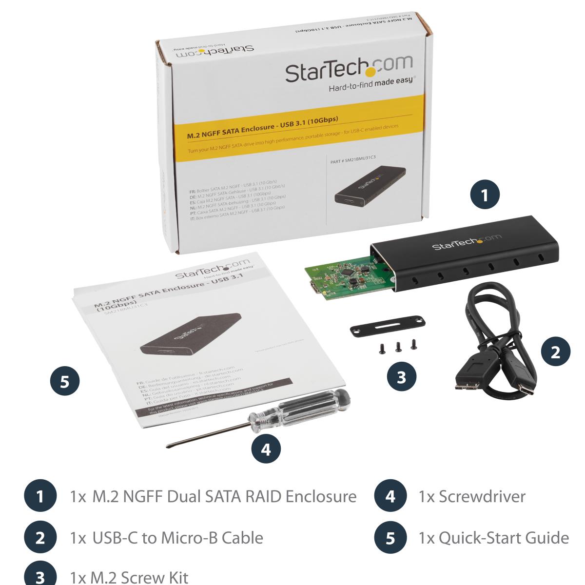 STARTECH.COM Portable M.2 Ngff SATA Enclosure - USB 3.1 (10gbps) With USB-c Cable