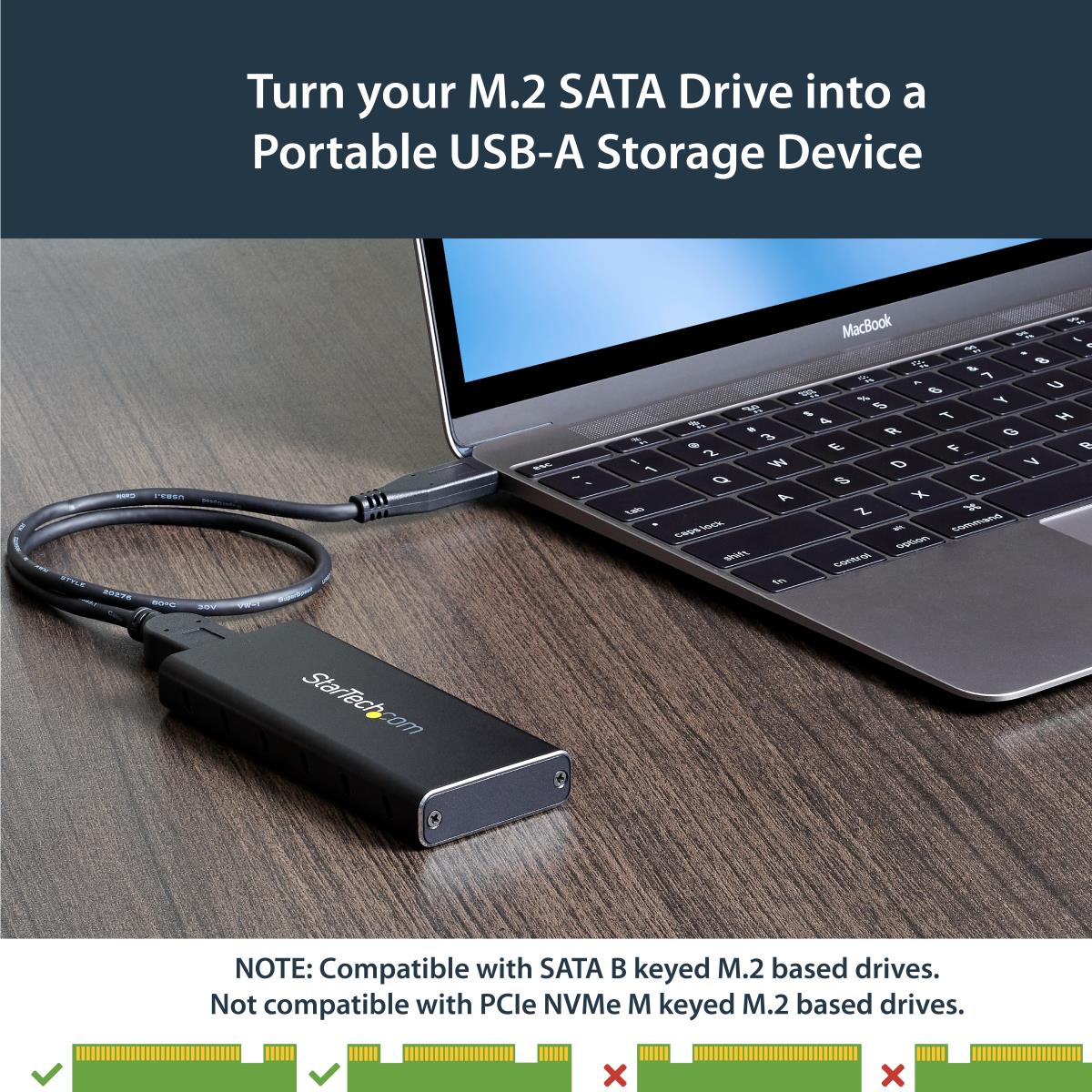 STARTECH.COM Portable M.2 Ngff SATA Enclosure - USB 3.1 (10gbps) With USB-c Cable