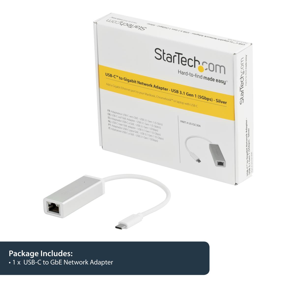 STARTECH.COM USB-c To Gigabit Network Adapter - Silver