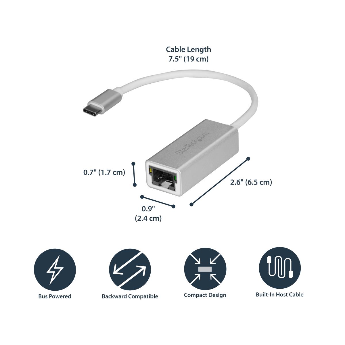 STARTECH.COM USB-c To Gigabit Network Adapter - Silver