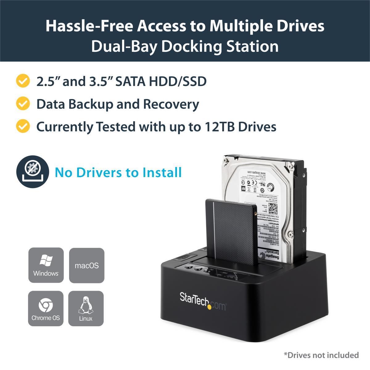 STARTECH.COM Dock - Standalone Duplicator USB 3.1 (10gbps) For 2.5in & 3.5in SATA SSD/HDD Drives - HDD Cloner
