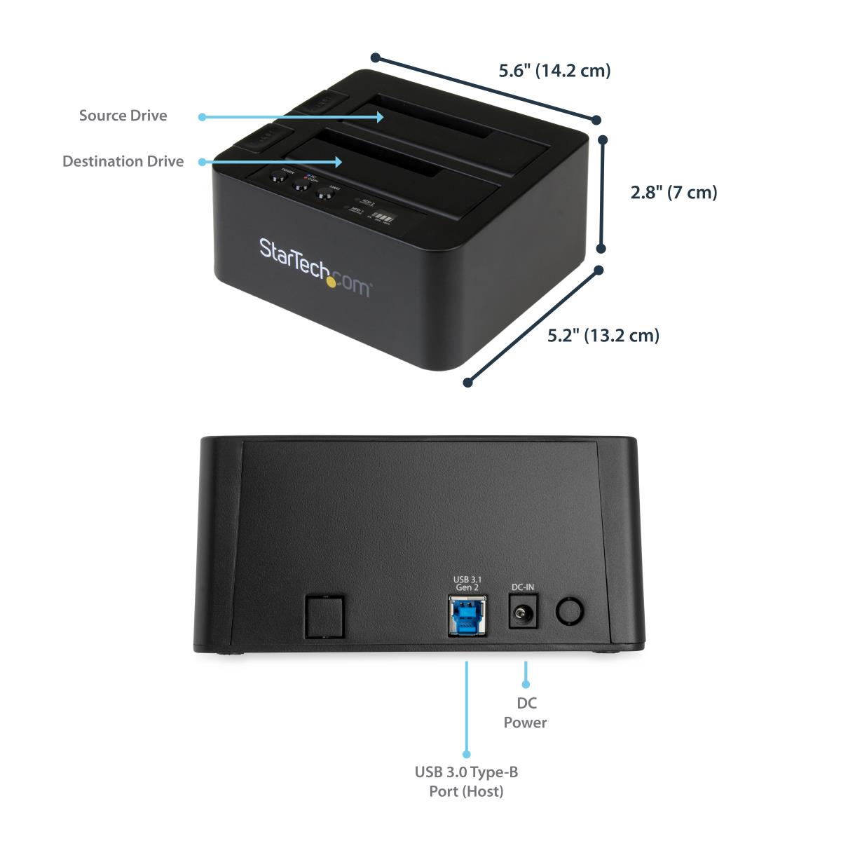 STARTECH.COM Dock - Standalone Duplicator USB 3.1 (10gbps) For 2.5in & 3.5in SATA SSD/HDD Drives - HDD Cloner