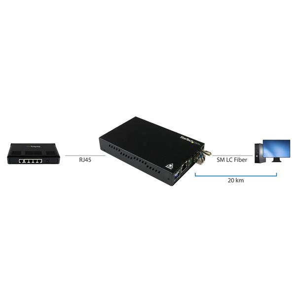 STARTECH.COM Media Converter - Gigabit Ethernet Copper-to-fiber - Sm Lc - 20km