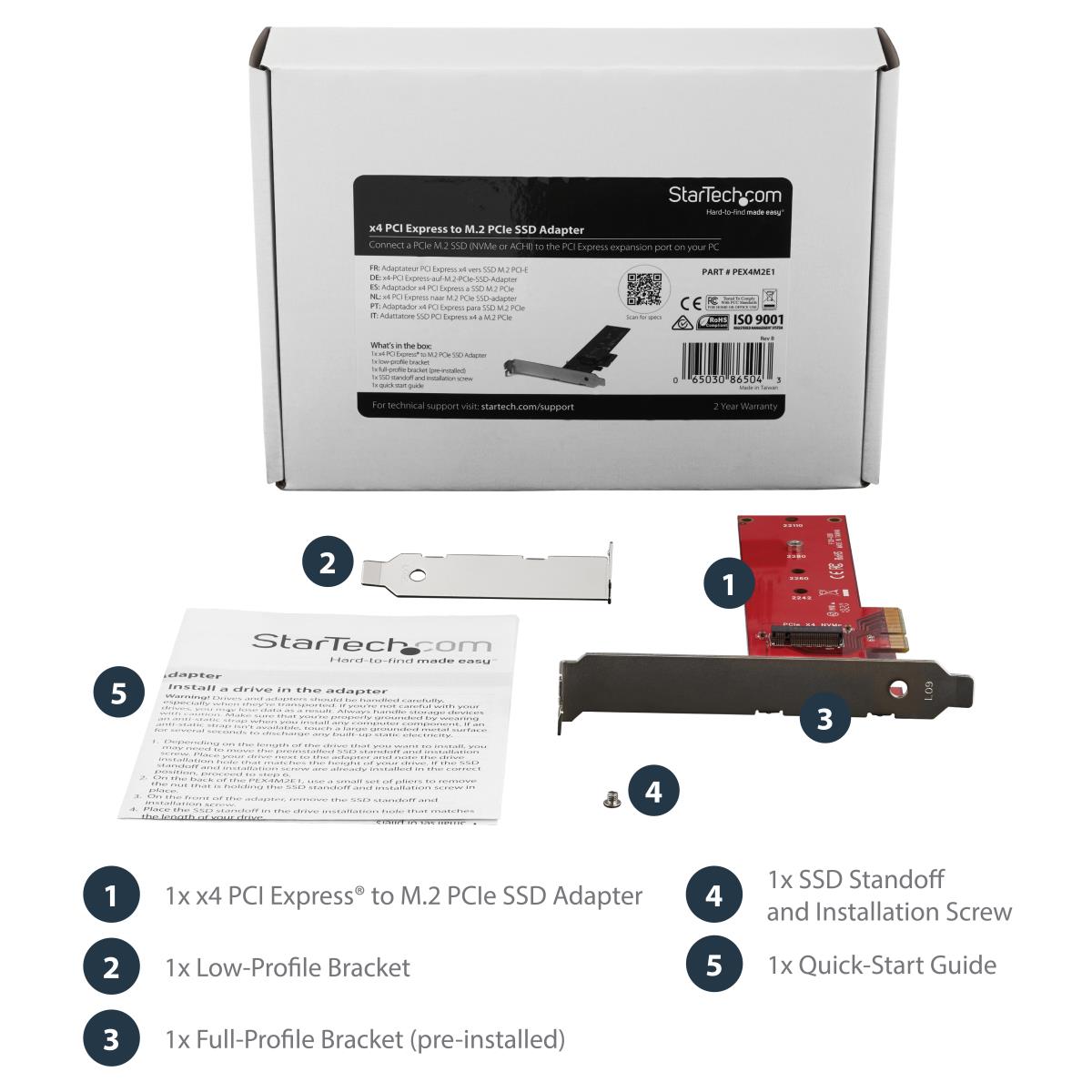 STARTECH.COM Pci-e X4 To M.2 Pci-e SSD Adapter M.2 Ngff SSD Nvme Achi Adapter