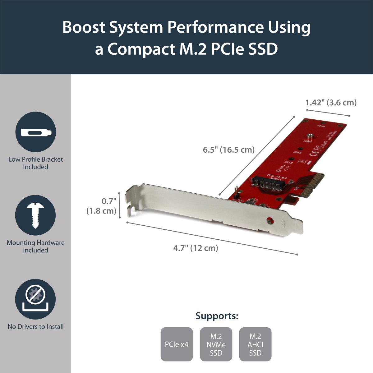 STARTECH.COM Pci-e X4 To M.2 Pci-e SSD Adapter M.2 Ngff SSD Nvme Achi Adapter