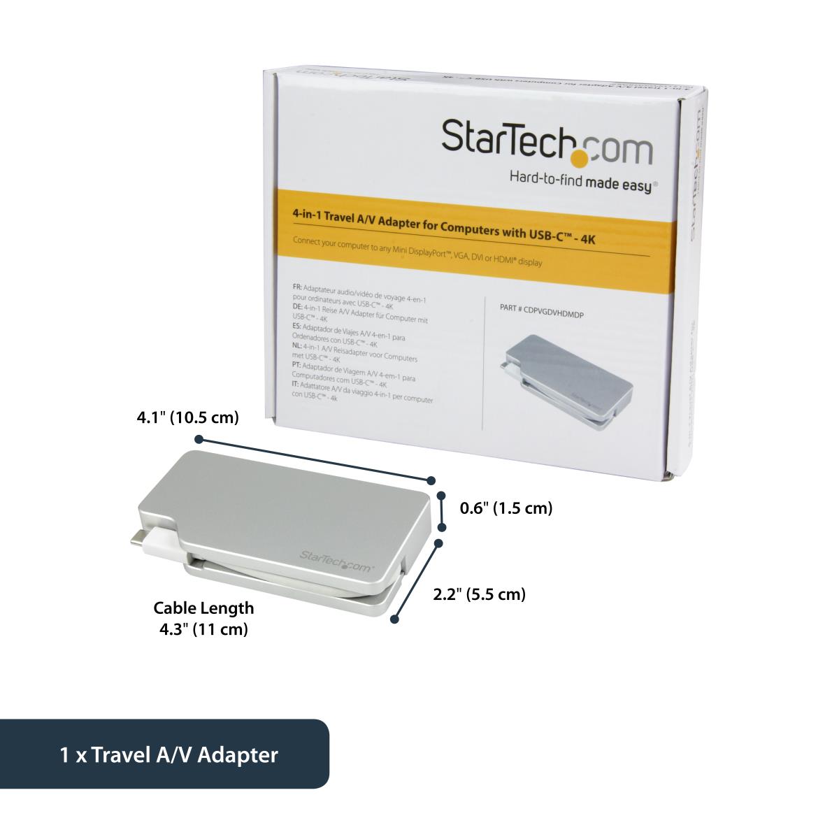 STARTECH.COM Video Converter 4-in-1 USB Type C To Vga DVI Hdmi Mdp-4k