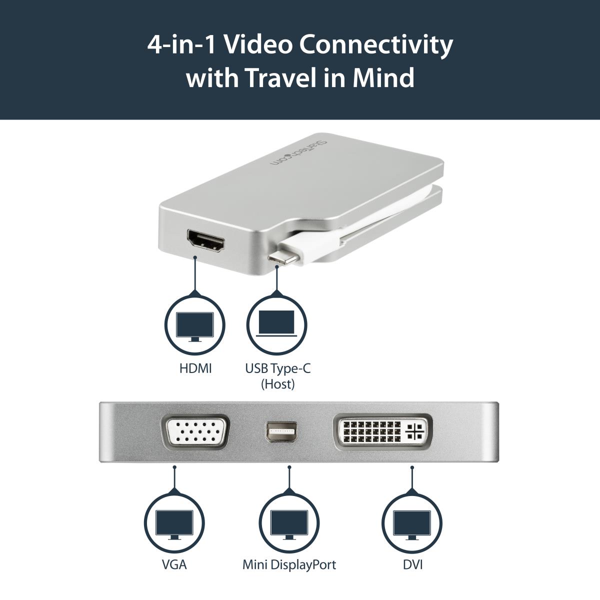 STARTECH.COM Video Converter 4-in-1 USB Type C To Vga DVI Hdmi Mdp-4k